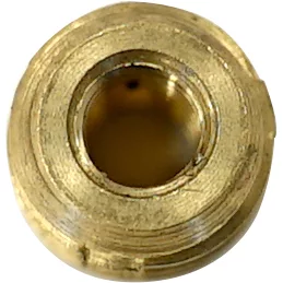 A close-up of a brass-colored Bezzera 5227007 Dowel M8x6 with an M4 hole for Mitica, featuring a circular shape, central opening, and smooth, slightly worn surface. © 2025 1st-line.com