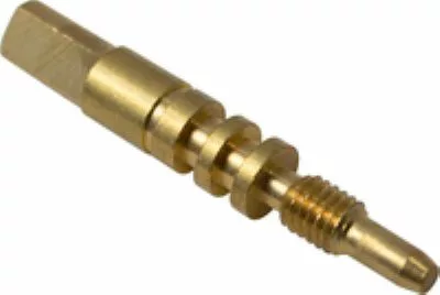 A close-up of a brass valve core with a hex head, threaded middle, and smooth pin tip, similar to the Elektra 00671014 Steam Valve Stem. © 2025 1st-line.com