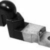 A close-up of a Macap C0002M103 Doser Lever - M4, M5 shows its metal and black plastic construction, with a rounded handle and flat base featuring an M5 mounting hole. © 2025 1st-line.com