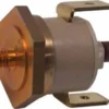 A close-up of a metal automotive pressure switch with a hexagonal brass base, threaded connector, and two mounting brackets, resembling the Rancilio 34200058 165° C Safety Thermostat in design. © 2025 1st-line.com