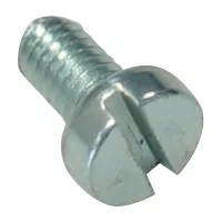 A close-up of a Rancilio 37030305 T Stat Screw, featuring a round head and flat tip, commonly used for fastening materials. © 2025 1st-line.com