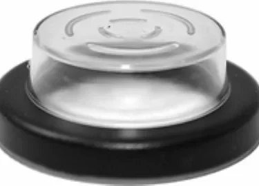 A close-up of a round magnifying glass with a clear, domed lens and black base—ideal for viewing small objects or fine print, such as details on the Elektra 02199035 Switch Cover. © 2025 1st-line.com