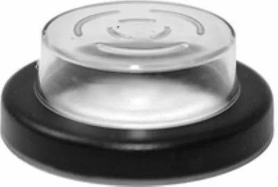 A close-up of a round magnifying glass with a clear, domed lens and black base—ideal for viewing small objects or fine print, such as details on the Elektra 02199035 Switch Cover. © 2025 1st-line.com
