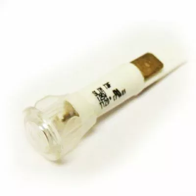 A close-up of a small glass and ceramic automotive fuse with a metal blade terminal, echoing the refined design of Ponte Vecchio Lights for Lusso, set against a white background. © 2025 1st-line.com