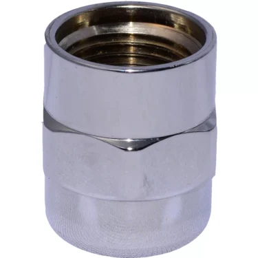 A close-up of an ECM P6003.1 Steam/Hot Water Valve Lever Nut with a shiny, reflective surface and internal threading, shown against a white background. © 2025 1st-line.com