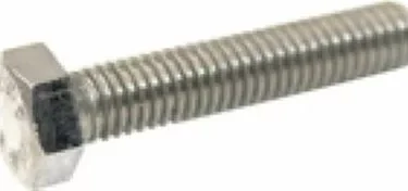 A close-up of an Elektra 00361035 Screw M 5x25, a metal hex bolt with a threaded shaft, lying on a white background—perfect for Elektra hardware projects. © 2025 1st-line.com