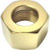 A close-up of an Elektra 01281019 Brass Steam Wand Nut with internal threading, gold-colored and shiny, designed for Elektra machines, shown against a white background. © 2025 1st-line.com