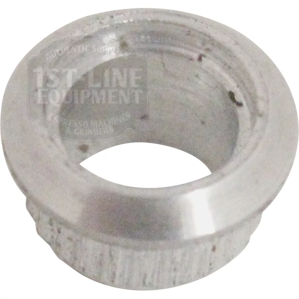 A close-up of the Ascaso I.1237 Support Pilot, a small metallic circular washer with a beveled edge and textured surface, used as a part for Ascaso espresso machines or grinders. © 2025 1st-line.com