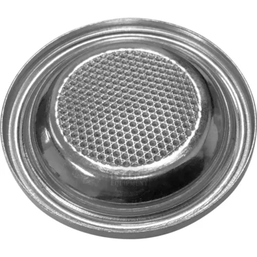 A close-up of the Ascaso I...22 Pod Dispersion/Shower Screen, a round metal filter basket with a fine mesh grid at the center and a smooth outer rim for optimal espresso extraction. © 2025 1st-line.com