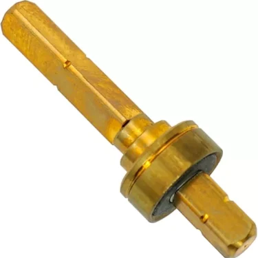 A close-up of the Bezzera 7479946 Assembly Valve, a gold-colored hexagonal brass shaft with a central ring and two grooved cylindrical ends, set against a plain white background. © 2025 1st-line.com