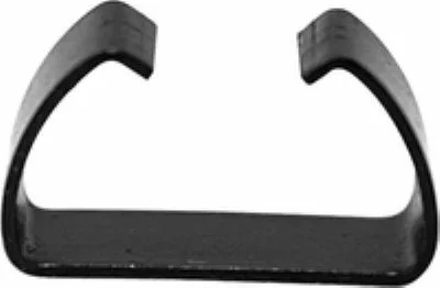 A close-up of the DISCONTINUED Rancilio 39900001 Steam Knob Spring Clip, a black metal buckle with an open rectangular shape and curved ends, designed for securing strapping or webbing. © 2025 1st-line.com