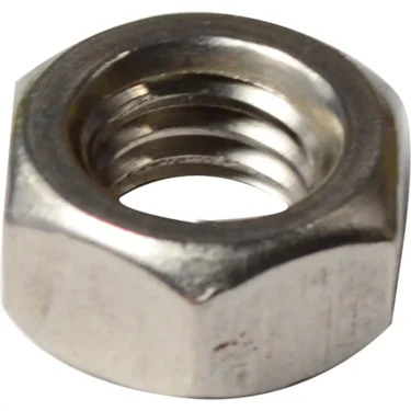 A close-up of the ECM C309900127 E61/Boiler/Heating Element Nut, a metallic hex nut with internal threading and a shiny silver finish, typically used with bolts or in E61 boiler assemblies. © 2025 1st-line.com