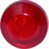 A close-up of the Elektra 00073035 230V Red Neon Lamp shows its round, shiny red lens with concentric circular patterns, likely crafted from plastic or glass. © 2025 1st-line.com