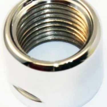 A close-up of the Elektra 00950021 Lock Nut for Steam/Water Valve Assembly (chrome), designed for Elektra commercial models, shown upright on a plain white background. © 2025 1st-line.com