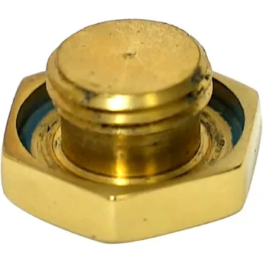 A close-up of the Elektra 01388019 Brass Grouphead Cap shows its hexagonal nut, solid cylindrical top, and a blue ring at the base, all set against a white background. © 2025 1st-line.com