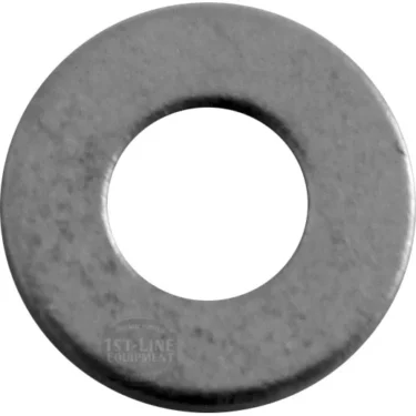 A close-up of the Eureka 6061.0021 Washer for Activator Switch - MCI Mignon, a flat, round metal washer with a central hole, shown against a white background. © 2025 1st-line.com