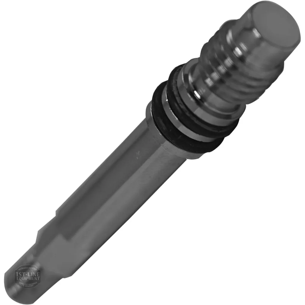 A close-up of the Fiorenzato A2200290 Steam Valve Stem, a metallic cylindrical part with threaded and smooth sections and two black rubber O-rings near the top. © 2025 1st-line.com