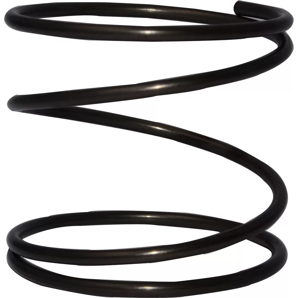 A close-up of the Fiorenzato A3200051 Doge Dosing Spring, a single black metal coil spring, standing upright against a white background. © 2025 1st-line.com