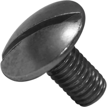 A close-up of the Grimac 1103630 TBL M 5x10 Screw, showing its black metal body with a slotted, dome-shaped head and threaded shaft. © 2025 1st-line.com