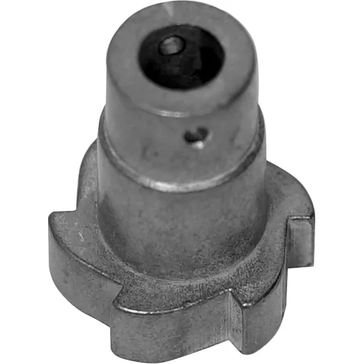 A close-up of the Macap C0002M106 M4/M5 Doser Pawl, a small cylindrical metal part with a central hole and asymmetrical gear-like edges, designed for mechanical motion in coffee grinders. © 2025 1st-line.com