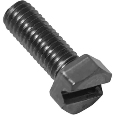 A close-up of the Rancilio 37030518 Shower/Dispersion Screen Screw, a metal slotted hex head screw with a threaded body for espresso machines, shown on a white background. © 2025 1st-line.com