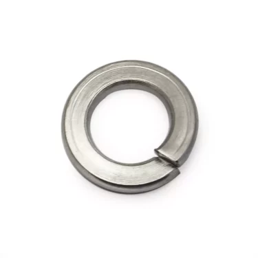 A close-up of the Rancilio 37420800 Elastic Washer Diameter 8, a circular metal split lock washer with slightly offset ends, designed to prevent loosening of nuts and bolts, shown on a plain white background. © 2025 1st-line.com