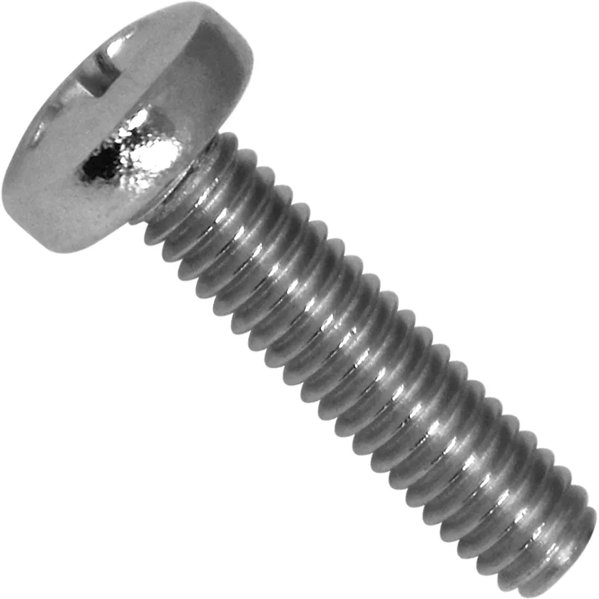 A close-up of the SPM Screw for Nina, featuring a silver metal build with a round, slotted head and standard threading, is displayed on a white background. © 2025 1st-line.com