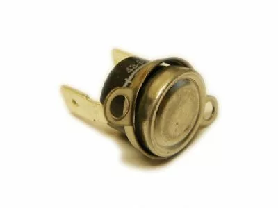 A close-up of the VBM ELETGLDOM Thermostat Fitting - 150+, featuring two flat terminals and a mounting flange, displayed on a white background. © 2025 1st-line.com