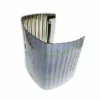A curved, corrugated metal sheet reminiscent of the Fiorenzato Body - Bricoletta only stands upright against a white background, partially forming an open semicircle. © 2025 1st-line.com