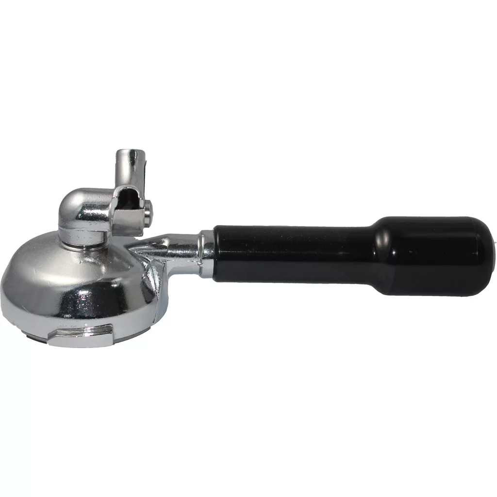 A Fiorenzato A2200079 Dual Spout Portafilter with a black handle is shown on a white background. © 2025 1st-line.com