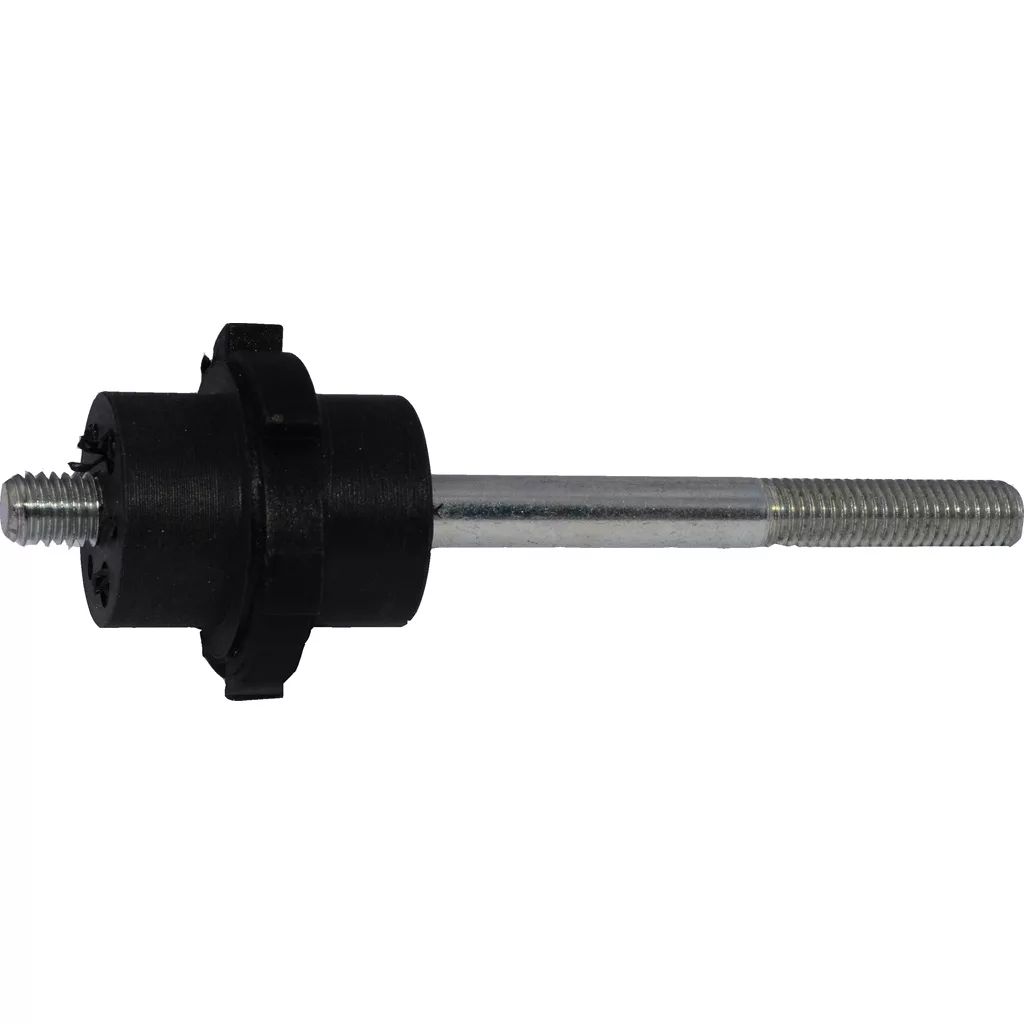 A Fiorenzato A3200080 Doge Right Doser Gear, featuring a metal rod with threaded ends and a black cylindrical plastic center, resembling an automotive part, isolated on a white background. © 2025 1st-line.com