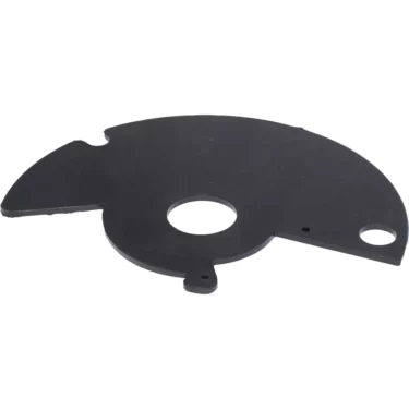 A flat, black, semi-circular plastic or metal disc with central and offset holes plus notched edges, compatible with the Fiorenzato A3200013 Doge Doser Bottom. © 2025 1st-line.com