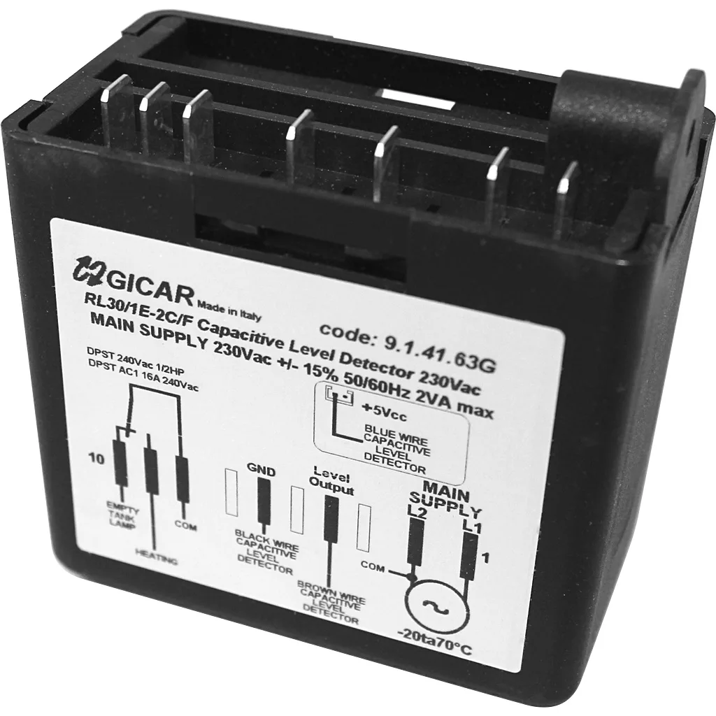 A Gicar Brain Unit - 9.1.41.63G, 230V for Ascaso Steel I.1173 machines featuring a front-printed wiring diagram, specs, and connection terminals. © 2025 1st-line.com