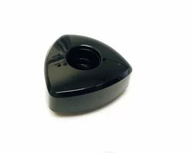A glossy black, triangular rotary knob with rounded edges and a central hole, the VBM MANPRSC Steam/Water Rotary Knob is shown on a plain white background. © 2025 1st-line.com