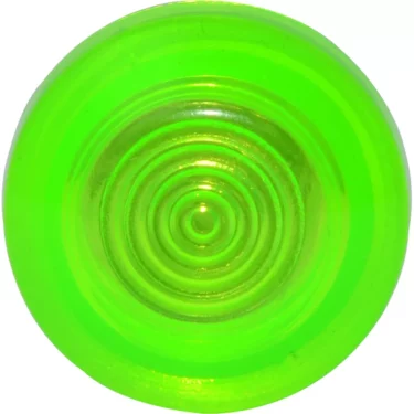 A glossy, translucent green circular object with concentric raised rings and a central dot, resembling the layered, rippled design of an Elektra 01313035 Neon Lamp Green 110V. © 2025 1st-line.com