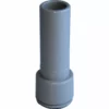 A gray plastic JG Stem Adapter 15mm Stem OD x 3/8 Tube OD with a wider base and narrower top stands upright on a white background. © 2025 1st-line.com