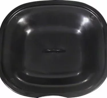 A La Pavoni 124P-80 Lower Drip Tray, black plastic and shaped like a medical emesis basin, is displayed from a top-down view on a white background. © 2025 1st-line.com