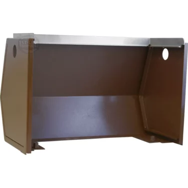 A large, brown metal industrial hopper with a rectangular shape and angled sides features the durable Ponte Vecchio C6551P4791B Brown Body Panel - Lusso, designed for holding and dispensing materials. © 2025 1st-line.com