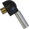 A metal and plastic furniture leg, featuring a cylindrical silver base, brass connector, and black rounded top, designed for use with the Nemox 110100309 Steam Ergonomic Switch Knob to provide added support and stability. © 2025 1st-line.com
