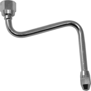 A metal tire valve extension with threaded ends and a bent zig-zag shape, as precisely crafted as the Isomac 000609 Venus Steam Wand, designed for easy access to hard-to-reach tire valves. © 2025 1st-line.com