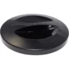 A round black plastic lid with two curved openings, like the Fiorenzato A3200028 Grinder Hopper Lid, designed for easy waste disposal or access on bins and containers. © 2025 1st-line.com
