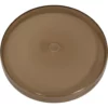 A round, flat, brown plastic tray with a raised edge and a central indentation, similar to the Lelit MC327A Cover Lid for Smaller Bean Hopper - Brown Tint. © 2025 1st-line.com