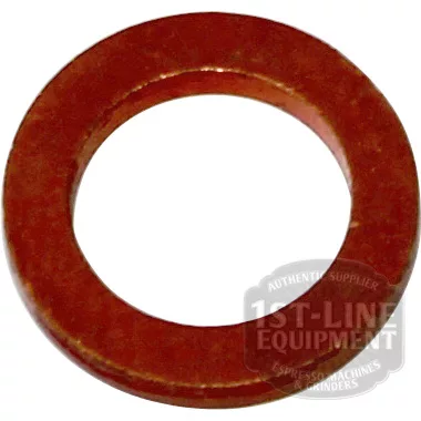 A round, flat, reddish-brown washer—like the Rancilio 36240006 Copper Gasket D.11x7x1.5—with a central hole, possibly fiber or rubber, and a faint 1st-Line Equipment watermark in the lower right corner. © 2025 1st-line.com