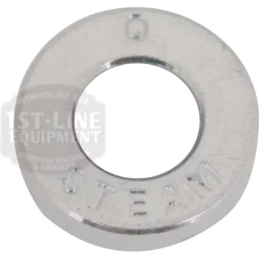 A round, silver metal holding nut engraved with STEAM and 0, designed for use as the Steam Switch on the Ascaso I.2252 espresso machine. © 2025 1st-line.com
