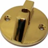 A shiny brass door stopper with a round base and curved hook—crafted with the elegance of the Elektra 00525019 Brass Grouphead Cover. © 2025 1st-line.com