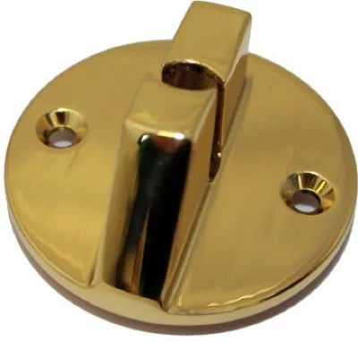A shiny brass door stopper with a round base and curved hook—crafted with the elegance of the Elektra 00525019 Brass Grouphead Cover. © 2025 1st-line.com