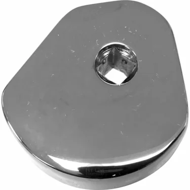 A shiny, metallic VBM TUBIP714 Grouphead Lever Base with a central square hole and irregular shape is isolated on a white background. © 2025 1st-line.com