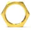 A side view close-up of an Elektra 01290014 3/8 Brass Grouphead Lock Nut with a hollow center, standing upright on a white background. © 2025 1st-line.com