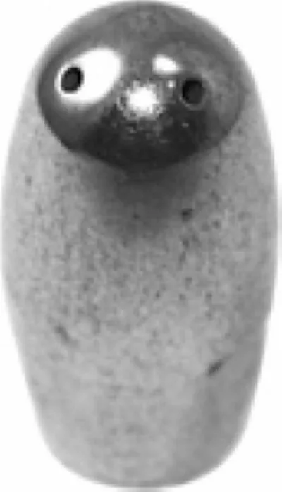 A small, smooth gray stone penguin sculpture features a shiny metallic head reminiscent of the Elektra 00448014 Tip for Steam Valve Assembly and has two small round indentations like eyes. © 2025 1st-line.com
