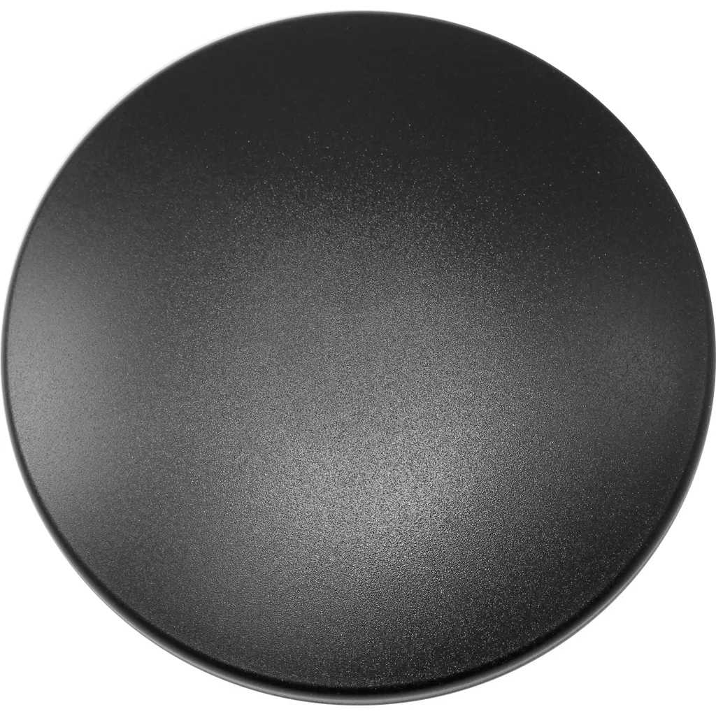 A smooth, round, black Macap/Elektra C247001 Bean Hopper Lid with a matte finish is shown against a white background, with the model number C247001 subtly marked on its edge. © 2025 1st-line.com